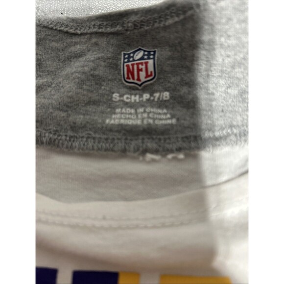 Girls Youth Small 7/8 White Minnesota Vikings Faded Long Sleeve T-Shirt Sports - Picture 4 of 8